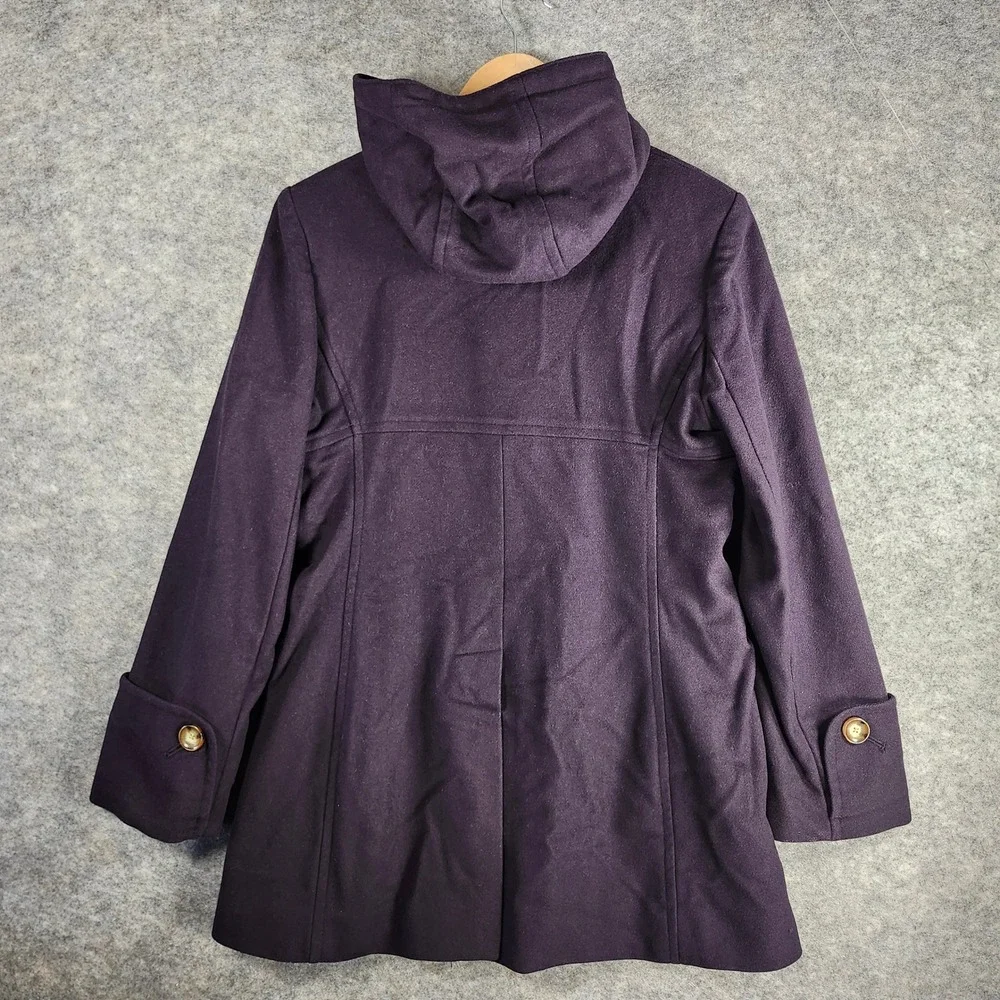Michael Kors Purple Double Breasted‎ Hooded Wool Blend Coat Women 10 Designer